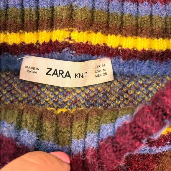 Zara Multicolor Argyle Turtleneck Sweater - Picture 4 of 6